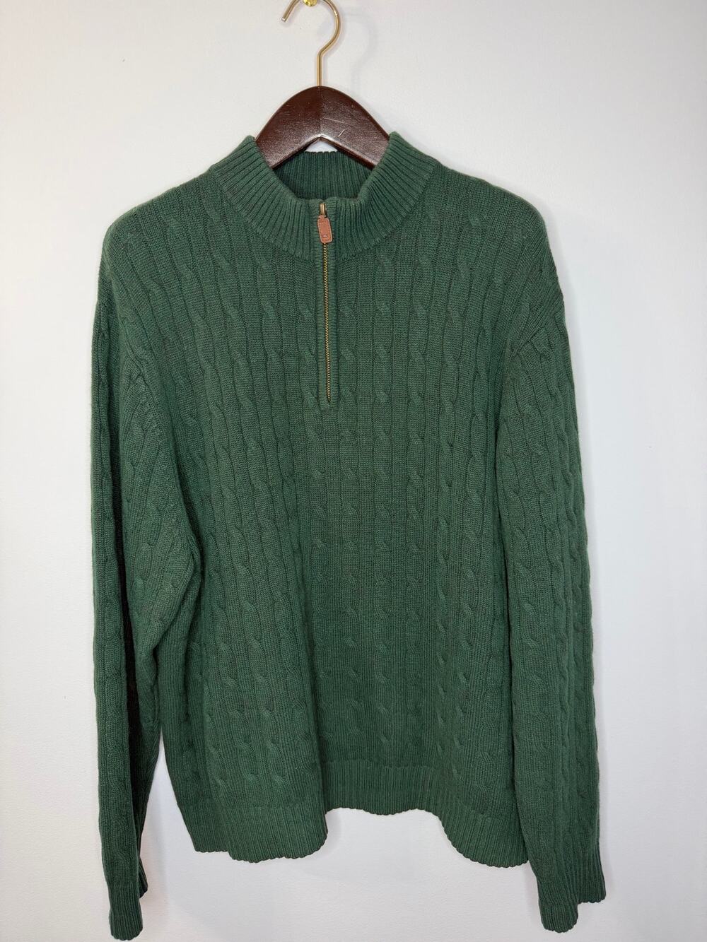 Vineyard Vines Men's Cashmere Cable Knit 1/4-Zip Sweater XL Preppy Green